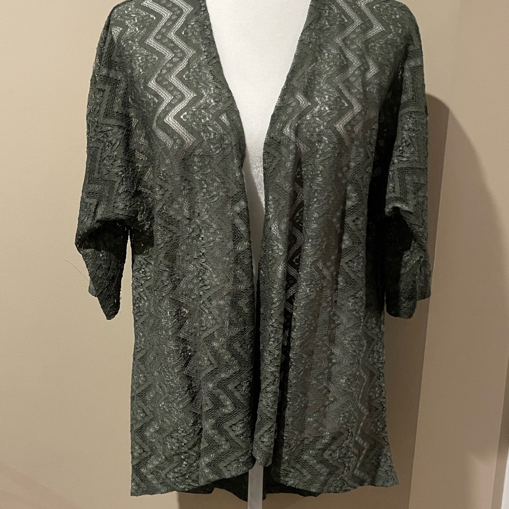 Elegant Green Lace Cardigan